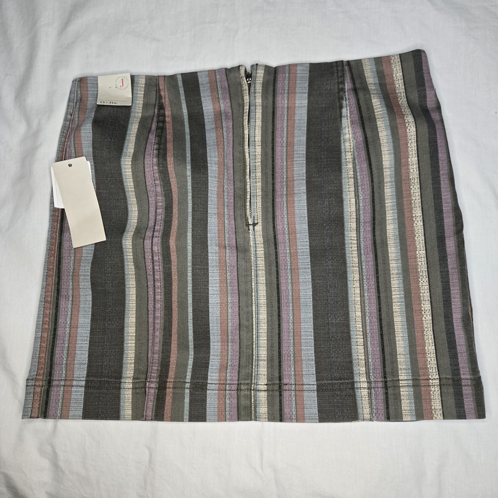 Jolt Skirt‎ Juniors 13 Multicolor Mini Striped Back Zip Cotton Blend Stretch New